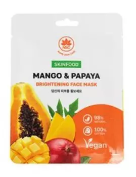 Тканевая маска для сияния кожи лица с экстрактами манго и папайи NSC Name Skin Care Skinfood Mango & Papaya Brightening Face Mask