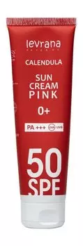 Тонирующий солнцезащитный крем для светлой и тонкой кожи с календулой Levrana Calendula Sun Cream Pink SPF 50