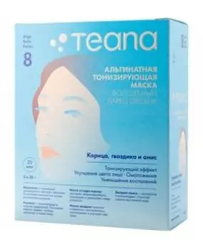 Тонизирующая маска для улучшения цвета лица Teana Альгинатная тонзирующая маска Волшебный ларец океана