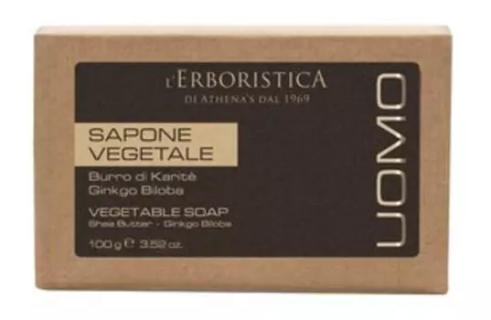 Твердое растительное мыло с маслом ши и гинкго билоба L'Erboristica Uomo Vegetable Soap