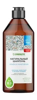 Укрепляющий шампунь для придания объема с маслами ши и семян льна Synergetic Натуральный шампунь Объем и укрепление