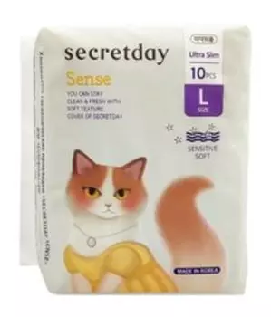 Ультратонкие хлопковые гигиенические прокладки SecretDay Sense Ultra Slim L 10