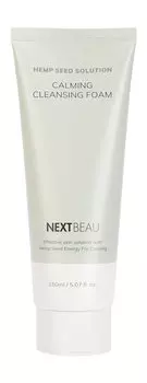 Успокаивающая очищающая пенка для умывания с растительными маслами NextBeau Hemp Seed Solution Calming Cleansing Foam