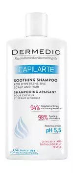 Успокаивающий шампунь для волос и чувствительной кожи головы Dermedic Capilarte Soothing Shampoo for Hypersensitive Scalp and Hair