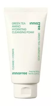 Увлажняющая пенка для умывания с экстрактом зеленого чая и аминокислотами Innisfree Grean Tea Amino Hydrating Cleansing Foam