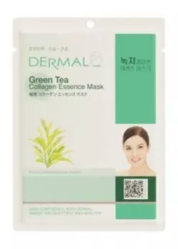 Увлажняющая тканевая маска для лица с зеленым чаем и коллагеном Dermal Green Tea Collagen Essence Mask