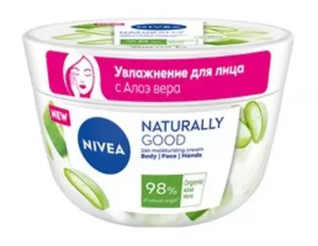 Увлажняющий крем для лица, рук и тела с алоэ вера Nivea Naturally Good Organic Aloe Vera Face, Body & Hands 24h Moisturising Cream