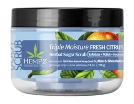 Увлажняющий сахарный скраб для тела с цитрусовым ароматом Hempz Triple Moisture Fresh Citrus Herbal Sugar Scrub