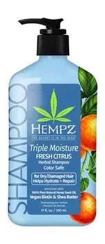 Увлажняющий шампунь для поврежденных волос с цитрусовым ароматом Hempz Triple Moisture Fresh Citrus Herbal Shampoo