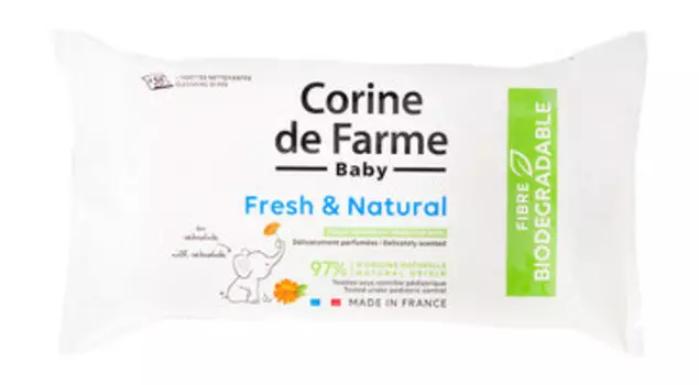 Влажные салфетки для детей с календулой Corine de Farme Cleansing Wipes Fresh & Natural