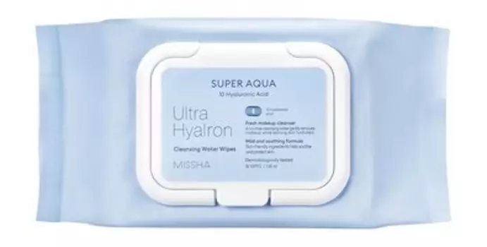 Влажные салфетки для снятия макияжа Missha Super Aqua Ultra Hyalron Cleansing Water Wipes