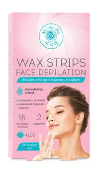 Восковые полоски для депиляции лица с чувствительной кожей Mi-Ri-Ne Aloe Face Depilation Wax Strips