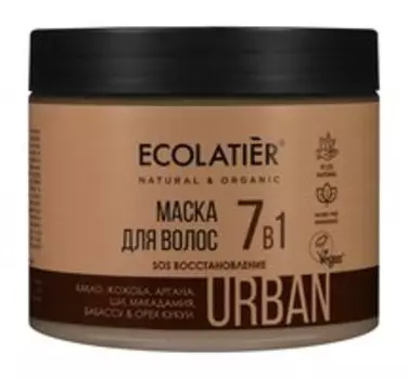 Восстанавливающая маска для волос с маслами какао и жожоба Ecolatier Urban SOS-восстановление Маска 7-в-1