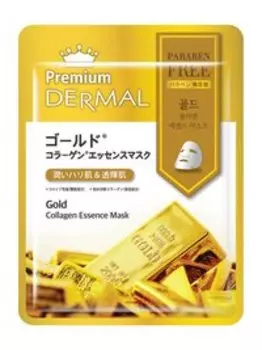 Восстанавливающая тканевая маска для лица с золотом и коллагеном Dermal Premium Gold Collagen Essence Mask