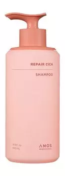 Восстанавливающий шампунь для поврежденных волос с протеином Amos Professional Repair Cica Shampoo