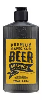 Восстанавливающий шампунь для волос, бороды и тела с экстрактами ячменя и хмеля QOD Barber Shop Premium Special Beer Revitalizing 3-in-1 Shampoo