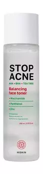 Выравнивающий тонер для проблемной кожи лица с кислотами Hiskin Stop Acne Balancing Face Toner