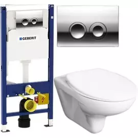 Комплект унитаза Roca Mateo 346200000 с инсталляцией Geberit Duofix Delta UP100 458.122.21.1 с сиденьем Микролифт и клавишей смыва Хром