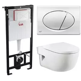 Комплект унитаза Roca Meridian N 346247000 c инсталляцией Alcaplast Sadromodul AM101/1120+M71 с сиденьем Микролифт и клавишей смыва Хром