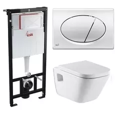 Комплект унитаза Roca The Gap 346477000 с инсталляцией Alcaplast Sadromodul AM101/1120+M71 с сиденьем Микролифт и клавишей смыва Хром