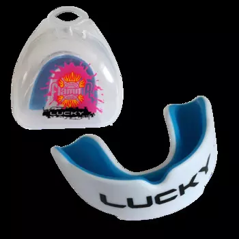 Детская боксерская капа Lucky, бело-синяя