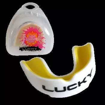 Детская боксерская капа Lucky, бело-желтая