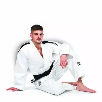 Детское кимоно для дзюдо "professional" (одобрено ijf 2015) с черными погонами, Белый