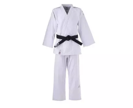 Кимоно для дзюдо Champion 2 IJF Premium белое с серебристыми полосками Adidas