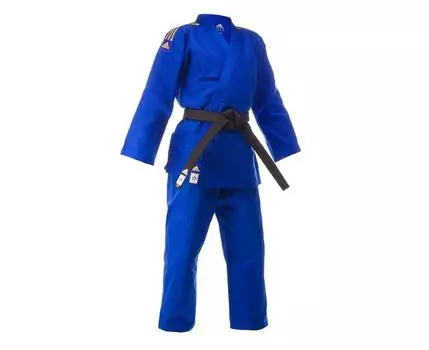 Кимоно для дзюдо Champion 2 IJF синее с золотыми полосками Adidas