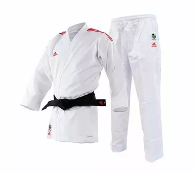 Кимоно для карате AdiLight WKF белое с красными полосками Adidas