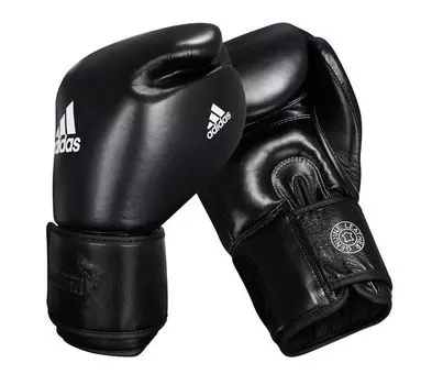 Перчатки боксерские Muay Thai Gloves 300 черно-белые, 16 унций Adidas
