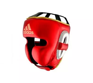 Шлем боксерский AdiStar Pro Metallic Headgear красно-серебристо-золотой