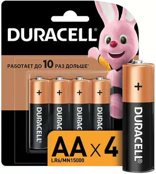 Батарейка Duracell AA в блистере, 4 шт
