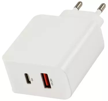 Сетевое зарядное устройство Red Line USB-A + USB-C, PD, 30 Вт, белый