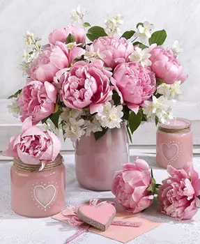 Алмазная мозаика 5D "Пионы" (40x50 см) на подрамнике