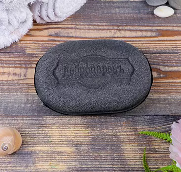 Мочалка древесный уголь (15х11см), чёрная