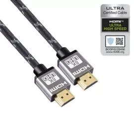 Кабель Mobiledata HDMI-HDMI V.2.1 8К, HDR в нейлоновой оплетке, 1 м серый