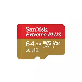 Карта памяти microSDXC 64 Гб SanDisk Extreme Plus Class 10 UHS-I, +адаптер