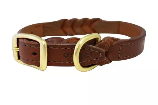ANGEL Ошейник для собак плетеный "Braided", коричневый, 61х3см