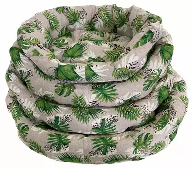 ANTEPRIMA Basic Лежанка c бортиками для животных овальная "Palme Beiege" бежево-зелёная XL(70х60х18)