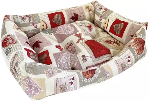 ANTEPRIMA Basic Лежанка c бортиками для животных "Acero Rosso", бежево-красная, L, (85х70см) (Италия