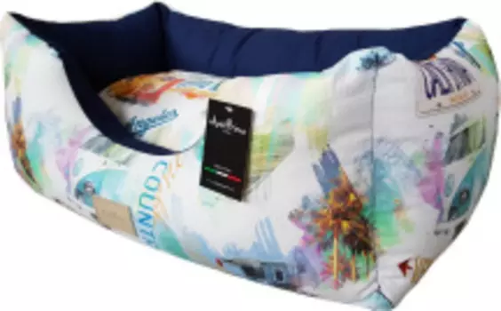 ANTEPRIMA Лежак для животных "Celine", бело - синий с принтом, 64х44х20см (Италия)