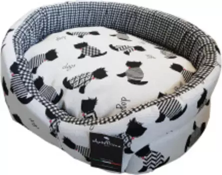 ANTEPRIMA Лежак для животных "Nathalie", бело - черный с принтом собачки, 58х50х20см (Италия)