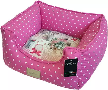 ANTEPRIMA Лежак для животных "Yolande", розовый в горошек, 55х55х20см (Италия)