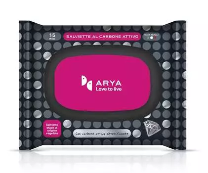 ARYA Салфетки очищающие тканевые для шерсти с активированным углём, 20х20см, 1уп/15шт (Италия)!