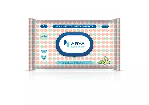 ARYA Салфетки очищающие тканевые для шерсти с ароматом иланг-иланг, 30х20см, 1уп/40шт (Италия)