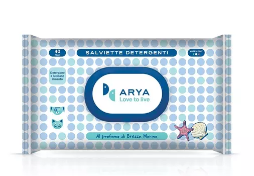 ARYA Салфетки очищающие тканевые для шерсти с ароматом морского бриза, 30х20см, 1уп/40шт (Италия)!
