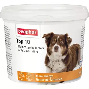 BEAPHAR Top 10 Multi Vitamin Tabs Мультивитамины с L-карнитином д/собак 180таб