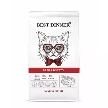 BEST DINNER Adult&Kitten Beef&Potato Корм сух.говядина/картофель д/котят и кошек 10кг
