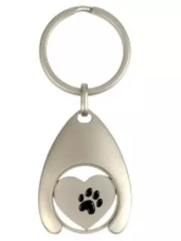 BLUE BUG Брелок металлический "Сердце с лапкой", серебристый, 30х43мм (Германия)